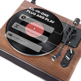High Fidelity Belt Drive Turntable with Built-in Speakers, Vinyl Record Player with Magnetic Cartridge, Bluetooth Playback and Aux-in Functionality, Auto Off image 3