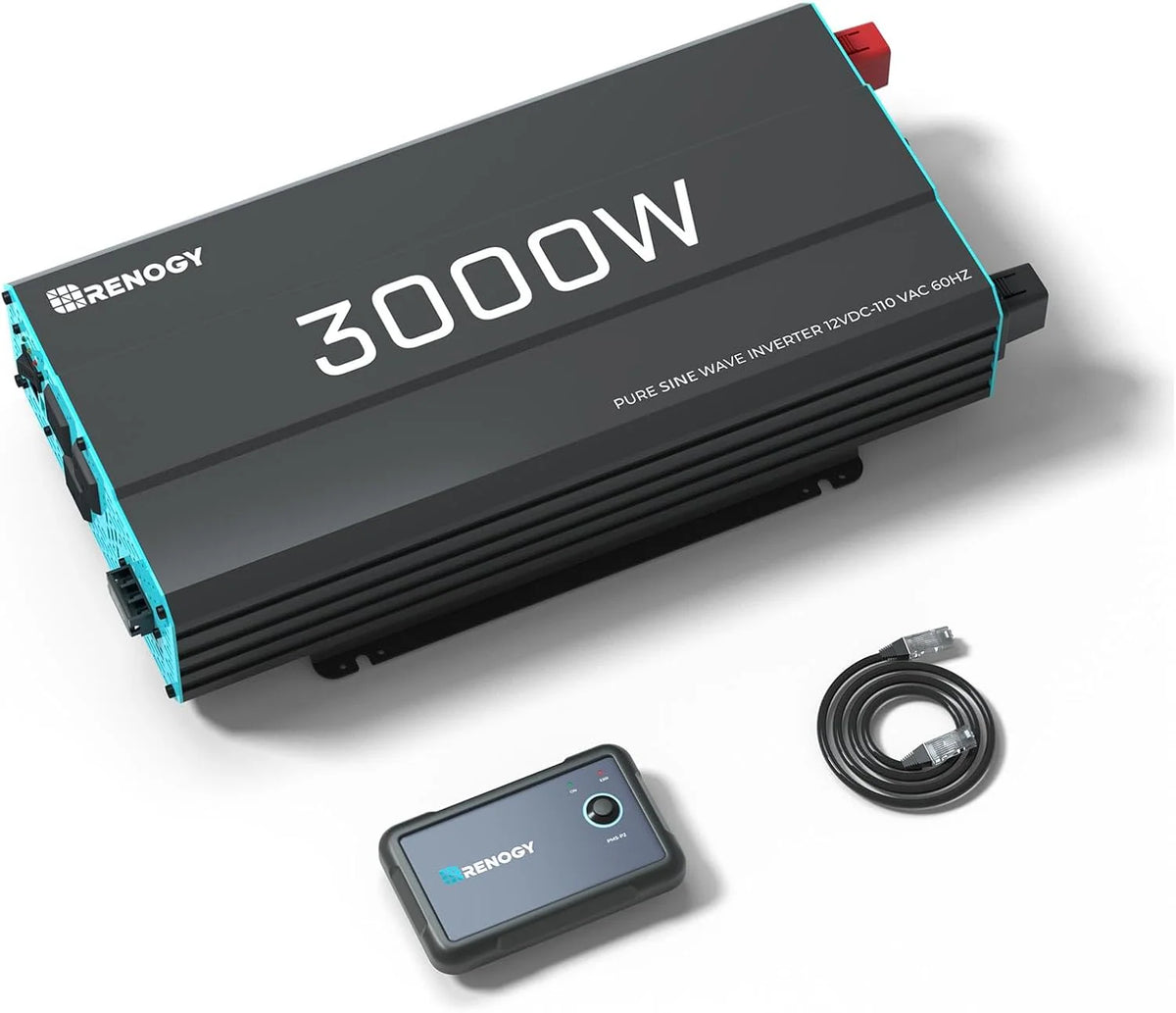 3000W Pure Sine Wave Inverter 12V DC to 120V AC Converter for Home, RV, Truck, Off-Grid Solar Power Inverter 12V to 110V with Built-in 5V/2.1A USB / Hardwire Port, Remote Controller
