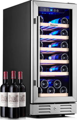24 inch Wine Cooler, 46 Bottle - Dual Zone Built-in or Freestanding Fridge with Stainless Steel Reversible Glass Door, for Home, Kitchen, or Office. image 3