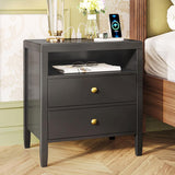 Modern bedside table with black metal finish - 2-piece set image 2