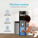 Bottom Loading Water Cooler Dispenser for 5 Gallon Bottles - 3 Temperatures with Hot, Room & Cold Spouts, Child Safety Lock, LED Display with Empty Bottle Alert, Stainless Steel image 4