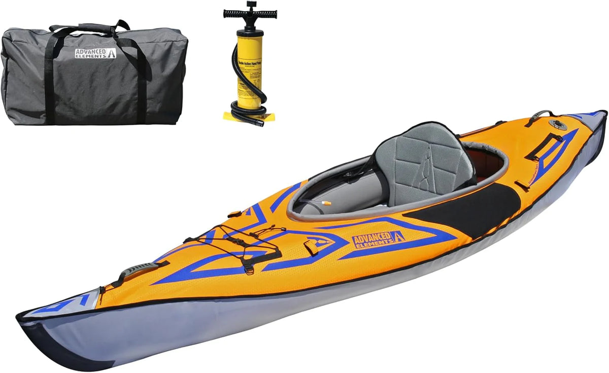Advanced frame sport inflatable kayak - Lightweight day hiking kayak, equipped with a backpack and an inflation pump - 10 feet 5 inches - 26 pounds - Orange