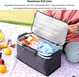 Folding Insulated Cooler Picnic Basket Portable Insulated Lunch Bag Large Lunch Bag with Aluminium Handles for Office Camping Hiking Outdoor Picnic image 3