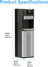 Bottom Loading Water Cooler Dispenser for 5 Gallon Bottles - 3 Temperatures with Hot, Room & Cold Spouts, Child Safety Lock, LED Display with Empty Bottle Alert, Stainless Steel image 2