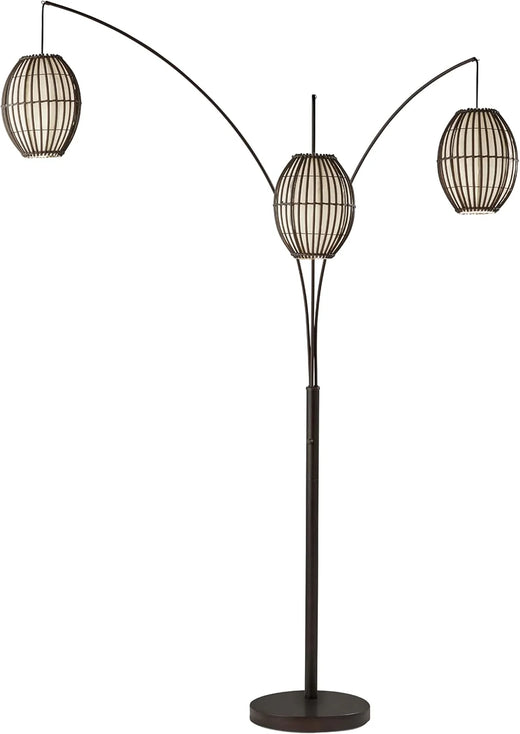 Floor lamp, equipped with three movable lampshades and an adjustable height design - perfect for decorating bedrooms, living rooms and corners, with a bronze color finish.