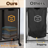 Two Laundry Hamper, Rolling Laundry Sorter with Wheels, 4 × 14.5 Gal (55 L), Pull-Out and Removable Laundry Bags, for Laundry Room, Rustic Brown image 2