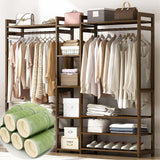 Floor-Standing Solid Wood Rotating Coat Rack，Portable Bamboo Clothes Rack - Versatile Closet Organizer with Storage Shelves and Compartments for Bedroom, Entryway, or Living Room - Stylish a image 3