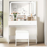 IRONCK Vanity Desk Set with LED Lighted Mirror & Power Outlet image 3