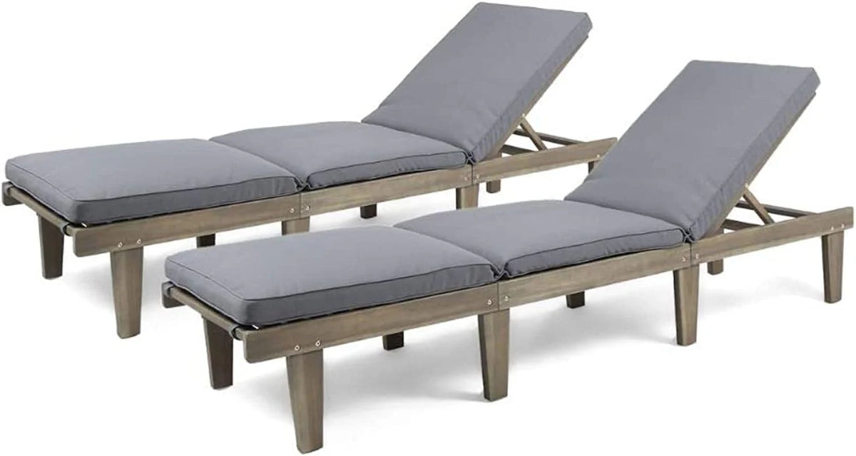 Outdoor rosewood recliner (set of two), gray surface / dark gray seat cushion