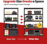 5 Layered laminated boltless heavy-duty vehicle storage adjustable wide-size metal shelf unit utility rack shelving storage multi-functional shelf shed warehouse 47.7 inches wide x 18.2 inches deep x 71.3 inches high Black image 3