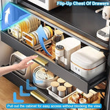 Wall Mounted Pegboard & Microwave Storage Rack - 4/5-Tier Kitchen Baker's Rack with Flip Dual Door Cabinet & Metal Shelves for Small Appliances & Kitchen Organization image 2