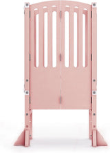 Infant Tower Stool - Modern Style - White: A foldable and height-adjustable Montessori wooden learning furniture with a fixed device