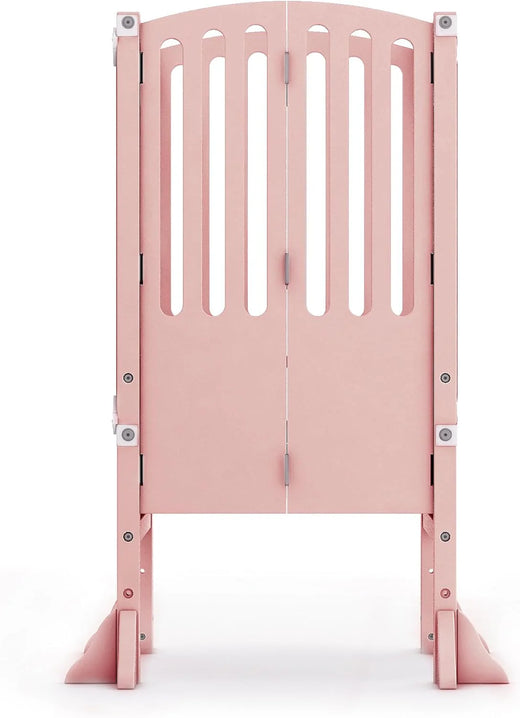 Infant Tower Stool - Modern Style - White: A foldable and height-adjustable Montessori wooden learning furniture with a fixed device