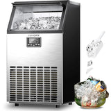 Commercial Ice Maker Machine, 100lbs/24H Stainless Steel Under Counter ice Machine with 33lbs Ice Storage Capacity, Freestanding Ice Maker. image 2