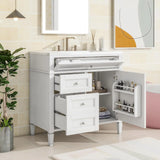 36" Bathroom Vanity with Single Sink Combo, Modern Undermount Bathroom Sink Cabinet with 2 Drawers and a Tip-Out Drawer, Freestanding Bathroom Vanities, Soft Closing, Solid Wood Frame image 2