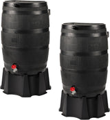 RTS Home Accents 50-Gallon ECO Rain Barrel Made with 100% Recycled Plastic, Flat Back Rain Water Collection Barrel, Black image 2