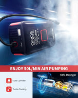 Tire Inflator Portable Air Compressor Fit Pickup Truck & Large Tires Air Pump for Car Tires w/Digital Pressure Gauge, Auto Stop, 150PSI Electric 12000mAh Cordless 12V Corded Dual-Use image 3