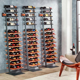 Inclined trapezoidal wine rack - 37 wall-mounted wine storage display shelves - Mango wood and metal combined bar cabinet wine shelves - Modern kitchen and dining room decoration organizing furniture image 2