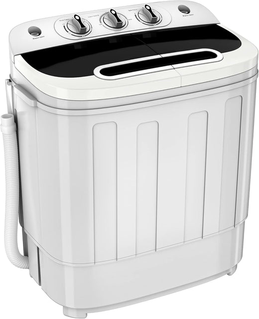 Portable mini double-burner washing machine, capacity 13 pounds, equipped with a spin dryer, a compact clothes washing machine, a lightweight small-sized washing machine, suitable for families, apartments, dormitory rooms, and campers.