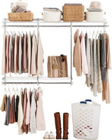 Rubbermaid Configurations Custom Closet Kit 4-8 Ft. Adjustable Metal Wire Shelving White Finish Expandable Organization System Hardware Included for Home Closet/Pantry/Laundry/Mudroom