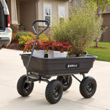 Heavy-duty multi-purpose garbage transfer cart garden cart, equipped with pneumatic tires, capacity 4 cubic feet - 600 pounds load capacity, outdoor wheeled cart, suitable for garden, gardening and landscaping work. image 3