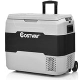 Costway 53 qt Wheeled Corded Electric Dual-Zone Portable Car Refrigerator, White image 3