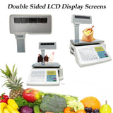 Commercial digital scale, equipped with thermal printer, 4 window vertical double-sided LCD display, capable of printing labels, maximum load capacity of 66 pounds, 110 volts, portable, suitable for warehouses, restaurants, bakeries image 4
