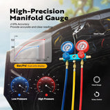 110V 1/4 HP 3.5CFM Single Stage Rotary Vane Air Vacuum Pump and AC Manifold Gauge Set Kit with Thermometer for R134a R12 R22 R502 R410a HVAC Air Conditioning Refrigeration Recharging Red image 4
