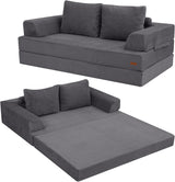 Foldable sofa bed (large size), foldable floor sofa, denim foldable sofa bed as a sleeping mattress, with pillows, boneless sofa, comfortable and relaxing double seat, suitable for living room and bedroom, navy blue color image 2
