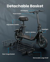 Electric Scooter with Large Basket, 550W Motor image 3