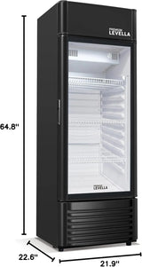 PRF125DX Glass Door Display Refrigerator 12.5 cu ft Commercial Beverage Cooler Merchandiser With Customizable Lightbox - Silver image 4