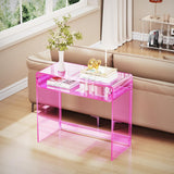 Acrylic Desk Laptop Workstation Study Table Home Office Console Table Entrance Tables Decor (Green) image 3