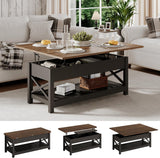 Multi-Function Convertible Coffee Table with Storage and Hidden Compartment, Converts to Dining Table, 40 White & Brown image 2