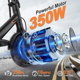 Electric Scooter, 350W Motor, 187Wh/281Wh Battery, 16/19Mph Top Speed, 8.5''Tires, Dual Braking, Folding Scooter image 3