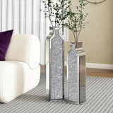 Floor vase crushing diamond reflective vase - Silver floor-style vase set (2-piece) - 24-inch and 30-inch large crystal goblet vases, suitable for living rooms, dining rooms, bedrooms, home corners, corridors, indoor offices and floors. image 3