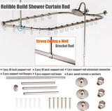 Clawfoot Tub Shower Kit, Add On Shower Units With Bathcock Diverter Faucet and 48" X 27“ Rectangular Claw foot Tub Shower Curtain Rod Kit,Claw foot Tub Shower Faucet Set,Brushed Nickel image 3