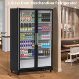 Commercial Refrigerator, Glass Door with LED Lighting – Upright Beverage Display Cooler for Home, Store, Gym, or Office, Featuring Double Swing Doors and 39 cu.ft image 4