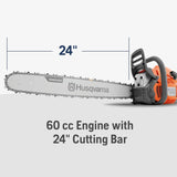 460 Rancher Gas Powered Chainsaw, 60.3-cc 3.6-HP, 2-Cycle X-Torq Engine, 24 Inch Chainsaw with Automatic Adjustable Oil Pump, For Wood Cutting, Tree Trimming and Land Clearing image 2