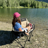 Double camping chair - Large-sized adult camping couple seat cushion suitable for two people. 650 pounds load-bearing capacity - Heavy-duty foldable camping chair, equipped with a cooling bag, suitable for outdoor activities and beach use. image 4