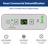 Galon dehumidifier, a drain-equipped basement dehumidifier for commercial, garage, and kitchen use, compact design, automatic defrosting, memory start function, suitable for 1200 square feet of space. image 4