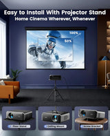 [Auto Focus/4K Support] Projector with WiFi 6 and Bluetooth 5.2, 700ANSI Native 1080P Outdoor Movie Projector, WiMiUS P62 Auto 6D Keystone & 50% Zoom, Smart Home Projector for iOS/Android/TV Stick image 3