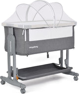 Maydolly Baby Bassinet Bedside Crib, 3-in-1 Baby Bassinet Bedside Bed with Mattress and Soft, Breathable Sheet, 7-Height Adjustable, Stable and Reliable Crib for Nursery