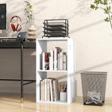Suitable for two people, floor-standing bookshelf, with an open back panel, anti-toppling device. It is a modern storage display stand suitable for use in family offices, living rooms, bedrooms, and study rooms. White. image 3