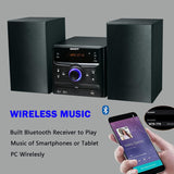 Bluetooth Stereo System, CD Player, Wireless Streaming, MP3, USB, Audio in, FM Radio, 30W, Micro Sound System image 2
