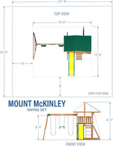 Mount Mckinley Cedar Wood Swing Set with Wave Slide, Play Deck, Double Rock Wall, Rope Ladder, Web Swing, Belt Swings, Toy Telescope, Steering Wheel, Sandbox Area, Outdoor Playset image 3