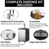 Beer Kegerator, Dual Tap Draft Beer Dispenser, Full Size Stainless Steel Keg Refrigerator With Drip Tray, CO2 Cylinder, 32°F- 50°F Temperature Control, 170L image 4
