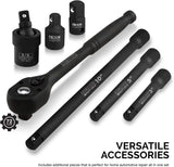02448A 1/2" Drive Master Impact Socket Set, 65 Piece, Standard SAE (3/8"-1-1/4") & Metric (10-24 mm) Sizes, Deep & Shallow Kit, Includes Adapters & Ratchet Handle image 3