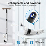 Electric Spin Scrubber, Full-Body IPX7 Waterproof Bathroom Scrubber with Power LCD Display, Adjustable Extension Handle, Cordless Shower Cleaner Brush for Bathtub Kitchen Wall Cleaning image 3