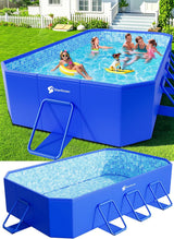 Foldable Pool, Large Non-Inflatable Swimming Pool For Kids,Adult Collapsible Pools Hard Plastic Shell, Oversized Thickened,Portable Folding Kids Pools for Backyard-Mosaic Design-115"x66"x20" image 2