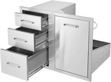 Pull Out Trash Drawer 13.4"W x 25.7"H x 19.6"D Lower Sliding Rails Stainless Steel Roll Out Trash Bin Pull Out Tray Outdoor Kitchen Trash Drawer with Handle for BBQ Island Grill Station image 2